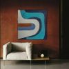 Mid century modern painting navy blue textured art | Oil And Acrylic Painting in Paintings by Berezart. Item composed of canvas compatible with boho and mid century modern style