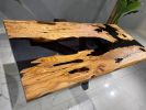 Custom Olive Table - Dining Table - Epoxy Resin River Table | Tables by Tinella Collection. Item composed of wood and metal in contemporary or art deco style