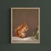 Red Squirrel Oil Painting Print, Woodland Wildlife Wall Art, Mischievous Squirrel Decor | Prints by The Ugly Cat Studio