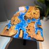 Live Edge Olive Wood Dining Table with Ocean Blue Resin | Tables by Ironscustomwood