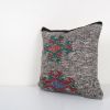 Turkish Kilim Pillow, Throw Pillow, Square Gray Wool Boho Co | Cushion in Pillows by Vintage Pillows Store