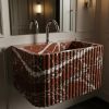 Hand-Carved Rosso Levanto Marble Sink-Fluted Marble Bathroom Vessel Sink | Water Fixtures by AYMARBLEDESIGN LLC
