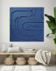 3d wall sculpture navy blue relief painting art navy blue | Mixed Media in Paintings by Berez Art. Item made of canvas with paper works with minimalism & mid century modern style