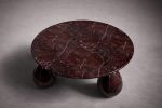 Cons Rosso Levanto Marble Round Coffee Table | Tables by HamamDecor LLC