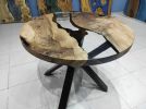 Custom Order Diameter Transparent Walnut Clear Round Epoxy | Dining Table in Tables by LuxuryEpoxyFurniture. Item composed of wood and synthetic