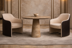 Essence Noche Travertine Round Table | Dining Table in Tables by HamamDecor LLC