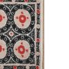 Vintage Black and Pink Suzani from Samarkand Uzbekistan | Tapestry in Wall Hangings by Vintage Pillows Store. Item composed of cotton