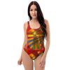 One Piece Swimsuit - Solar Burst - Geometric Colourful Art | Work by Eman's Gallery