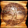 Haussmann® Wood Tree of Life Round on Uneven Boards 36 x 36 | Engraving in Art & Wall Decor by Haussmann®