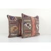 Muted Color Green and Tan Antique Carpet Rug Pillow | Cushion in Pillows by Vintage Pillows Store. Item composed of cotton & fiber