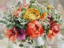 Bridal flowers portraits painting canvas original art | Oil And Acrylic Painting in Paintings by Natart. Item composed of canvas and synthetic