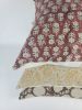 Rust block print pillow, block print red floral pillow | Pillows by velvet + linen