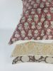 Rust block print pillow, block print red floral pillow | Pillows by Velvet Fringe