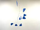 Blue Art Mobile Hanging Kinetic Triangle Sculpture | Wall Sculpture in Wall Hangings by Skysetter Designs. Item made of metal works with modern style