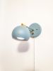Pivoting Head Bedside Reading Wall Light, Sage and Gold | Sconces by Retro Steam Works. Item composed of fabric and metal in mid century modern or industrial style