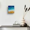 Good Tidings - Framed Original Painting - Fluid Blue Gold Ocean Art | Oil And Acrylic Painting in Paintings by Eman's Gallery