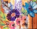 Tomorrows Tangerine floral painting | Oil And Acrylic Painting in Paintings by Colleen Sandland Beatnik. Item composed of canvas and synthetic