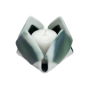 Green & White Opalescent Glass Candleholder | Candle Holder in Decorative Objects by Sand & Iron
