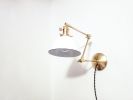 Plug in Adjustable Wall Sconce - Industrial Decor Lighting | Sconces by Retro Steam Works. Item composed of fabric and brass in industrial or modern style
