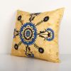 Yellow Suzani Cushion Cover, Floral pillow cover from Uzbeki | Pillows by Vintage Pillows Store