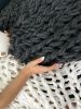 Chunky knit blanket graphite | Linens & Bedding by Anzy Home. Item made of fiber