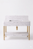 Carrara White Marble Vanity with Brass Legs and Shelf | Water Fixtures by Vero Marble