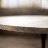 Round Wood + Bronze Pedestal Base Dining Table | Tables by Alabama Sawyer. Item composed of oak wood and metal