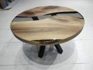 Walnut Epoxy Round Dining Table - Epoxy Resin Table Top | Tables by LuxuryEpoxyFurniture. Item composed of wood and synthetic