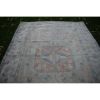 1940s Vintage Distressed Oushak Soft Colors Wool Pile Rug | Area Rug in Rugs by Vintage Pillows Store. Item made of cotton with fiber