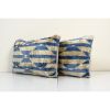 Pale blue Uzbek Ikat Velvet Pillowcase - Hand loomed Silk | Sham in Linens & Bedding by Vintage Pillows Store. Item composed of cotton & fiber