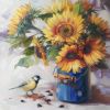 Sunflowers art painting, Yellow flowers canvas painting | Oil And Acrylic Painting in Paintings by Natart. Item made of canvas & synthetic compatible with contemporary style