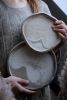 STC organic natural shape stoneware plates in grey cream | Dinnerware by Laima Ceramics. Item made of stoneware