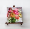 Ranunculus painting original 8x8, Colorful flowers oil | Oil And Acrylic Painting in Paintings by Natart. Item composed of canvas and synthetic in contemporary style