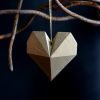 GEO heart with linen string or no hole, various finishes. | Wall Sculpture in Wall Hangings by Shayne Fox Hardware. Item made of bronze & fiber