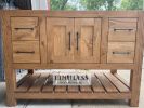 Model #1039 - Ready for stain - Custom Single Sink Vanity | Countertop in Furniture by Limitless Woodworking. Item composed of maple wood in mid century modern or contemporary style