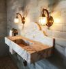 Calacatta Gold Marble Bathroom Sink with Backsplash - 36" | Water Fixtures by AYMARBLEDESIGN LLC