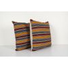 Set of Two Striped Organic Wool Turkish Striped Pillow | Sham in Linens & Bedding by Vintage Pillows Store. Item made of cotton & fiber