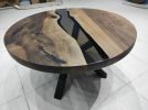 Custom 36" Diameter, Round Walnut Wood, Smoke Epoxy Dining | Dining Table in Tables by LuxuryEpoxyFurniture. Item made of wood with synthetic