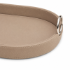 Saddle Leather Oval Tray in Stainless Steel | Decorative Tray in Decorative Objects by Rikan