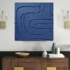 Navy Blue Geometric Wall Art | Mixed Media in Paintings by Berezart. Item made of canvas with paper works with boho & minimalism style
