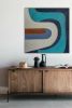 Mid century modern painting navy blue textured art | Oil And Acrylic Painting in Paintings by Berezart. Item composed of canvas compatible with boho and mid century modern style