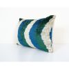Color Palette Silk Ikat Velvet Pillow, Simple Design Blue | Sham in Linens & Bedding by Vintage Pillows Store. Item composed of cotton & fiber