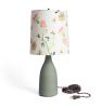 Matte Green Bottle Lamp+ Dianthus Shade | Table Lamp in Lamps by Stevie Howell. Item made of linen & stoneware
