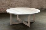Round Grey Wood Coffee Table in Stained Urban Oak | Tables by Alabama Sawyer. Item made of wood