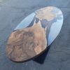Custom Walnut Epoxy Oval Dining Table | Tables by Ironscustomwood. Item made of walnut & metal