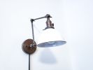 2-Arm Swing Sconce, Dark Bronze & White, Bedside Reading | Sconces by Retro Steam Works