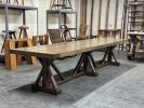 Handmade Hardwood Farmhouse Trestle Table, Custom Dining Table, USA made, 100% Solid Wood | Tables by Marco Bogazzi