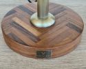 Handcrafted Walnut Wood Table Lamp, Geometric Marquetry, Brass Accent, Warm Lighting, bedside | Lamps by Vesta Corte. Item composed of walnut compatible with mid century modern and modern style