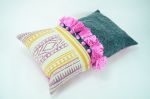 woven tassel cushion // woven tassel pillow // yellow tassel | Pillows by velvet + linen