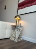 Handmade Calacatta Viola Marble Side Table: Natural Stone Nightstand | Tables by AEGEAN MARBLE ARTISAN ATELIER